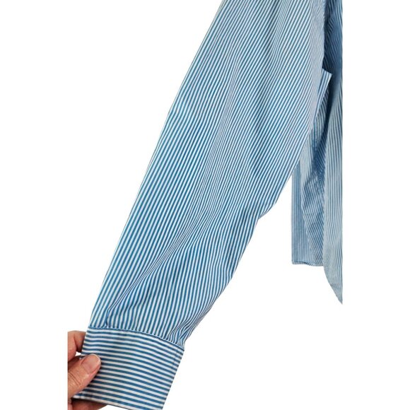 Roundtree & Yorke Mens Blue/White Striped Button-Down Shirt XL Casual Dress-Up - Picture 7 of 8